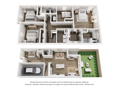 Floor plan for 4 beds, 2.5 baths, 2104 sqft